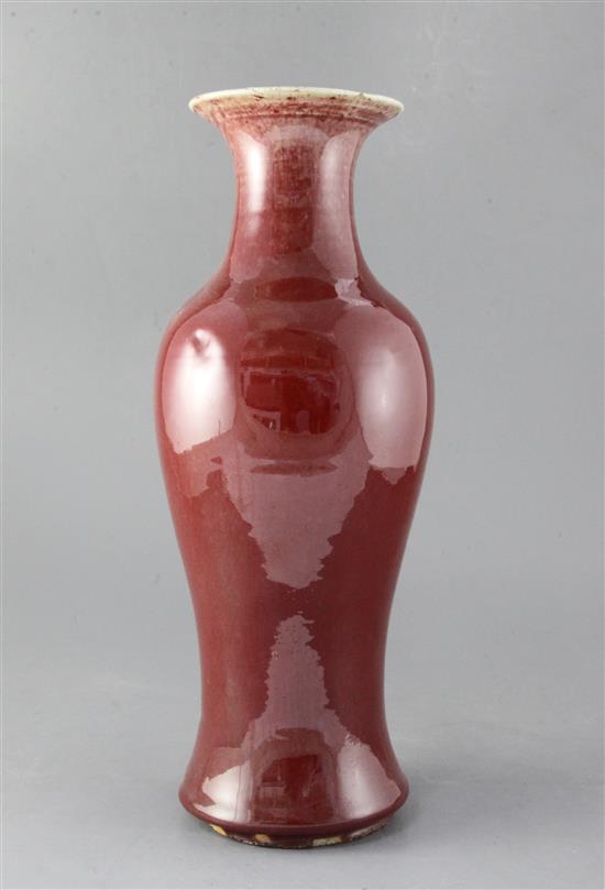 A Chinese sang de boeuf vase, 18th century, height 40cm, base drilled